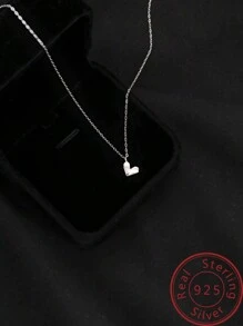 Under the banyan tree 1 件韩式几何镂空心形吊坠 S925 纯银项链女款简约个性锁骨链