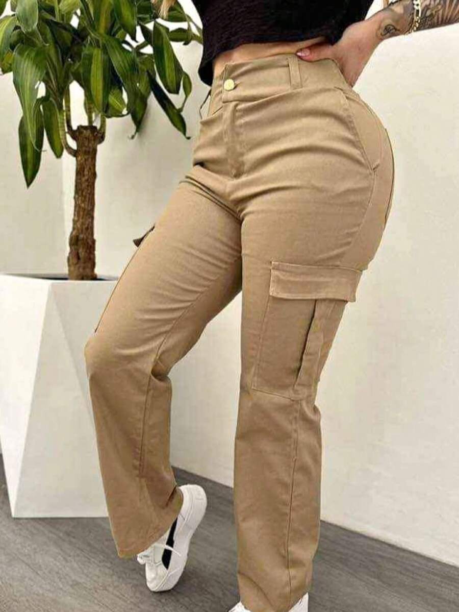 Pantalon cargo dama - Camel - Ver 1