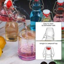 Swing Top Glass Bottles 4 Oz With Flip Airtight Lids For Home Brewing, Beverages, Oil, Vinegar, Water, Soda, Kefir, Limoncello, Homemade Liquor, Vanilla(10 Pack) - 彩色 - 查看 6