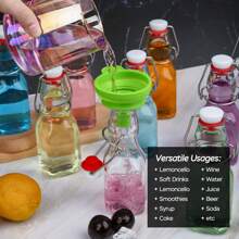 Swing Top Glass Bottles 4 Oz With Flip Airtight Lids For Home Brewing, Beverages, Oil, Vinegar, Water, Soda, Kefir, Limoncello, Homemade Liquor, Vanilla(10 Pack) - 彩色 - 查看 4