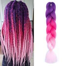 1pc 24inch 100g Three-Color Retro Simple Style Synthetic Fiber Braid For Braiding & Twisting Hairstyles - Pink - View 1