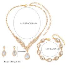 New Fashion Gold Rose Gold Three Piece Set  Necklace Earrings Bracelet Bride Set - Multicolor - View 2