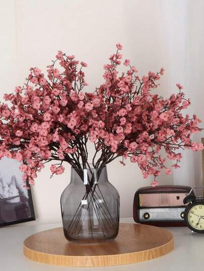 1 Pc Artificial Flower, Artificial Flowers Bulk Real Touch Faux Gypsophila Bouquet Fake Plastic Silk Flowers, For Home Kitchen Bedroom Wedding Festival, Party Decoration(Autumn Pink), Valentine Day, Gift Home Decor Back To School Room Decor School Supplies
