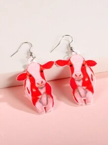 2入組女士情人節牛形耳環珠寶,適用於日常佩戴和送禮 - 彩色 - 查看 12