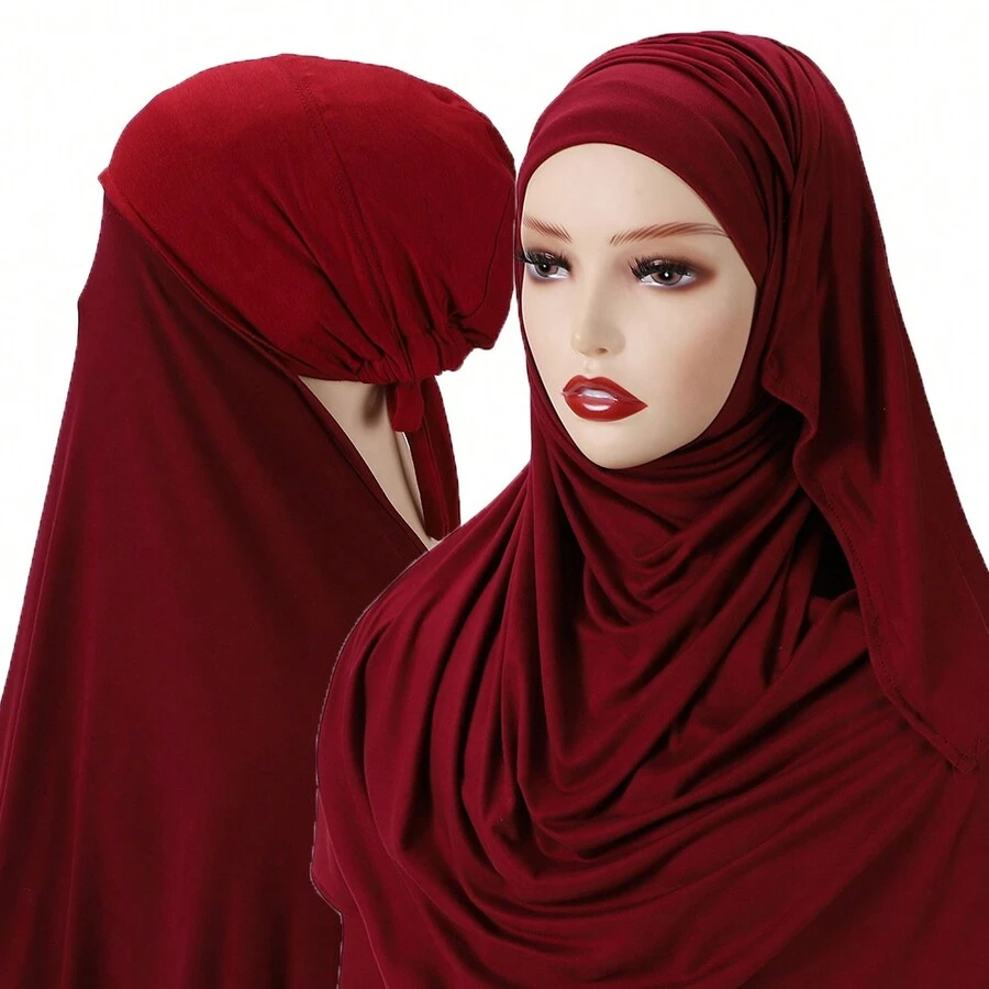 1個-式連帽吸汗頭巾頭巾 - 酒紅色 - 查看 1