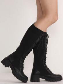 Women's 9603 Knee High Boots, Platform Chunky Heel Boots For Women - màu đen - Xem 4