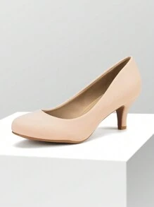 Women's Low Heel Court Pumps Solid Color Elegant Bridal Wedding Shoes - 米色 - 查看 2