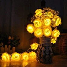 1 dây đèn hoa hồng xốp LED, đèn lồng nhỏ, chạy bằng hộp pin, dùng cho đám cưới ngày lễ tình nhân, đèn ngủ trang trí phòng vườn, trang trí lễ hội, lời cầu hôn lãng mạn ngày lễ tình nhân hoa hồng sáng tạo những vật dụng thiết yếu cho Giáng sinh, quà tặng Giáng sinh - đỏ hồng - Xem 7