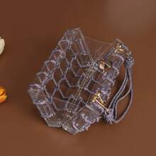Fashionable European And American Transparent Sparkling Cord Acrylic Party Handbag, Silver Rhinestone Clutch Purse, Mini Square Bag For Women, Evening Dress Party Hard Box Bag - Purple - View 8