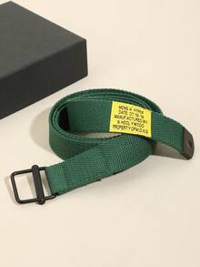 1pc Unisex Fashionable Solid Olive Green Linen Belt Suitable For Outdoor & Daily Wear - Dark Green - View 1