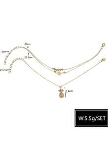Fashionable Simple Pineapple & Star Shaped Anklet Set, Metallic Chain Foot Jewelry For Women's Daily Wear - Pineapple Pendant Anklet - View 10