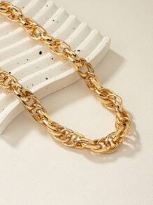 1條時尚情人節風格鍊條項鍊,適用於女性日常佩戴 - 金黃色 - 查看 3