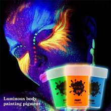 Neon Face Paint, Glow In Dark Body Paint, 15ml (0.68 Fl Oz) Neon Body Paint Color, Bonus Uv Flashlight, Blacklight Paint, Neon Body Paint That Reacts To Black Light, Uv Face Paint - Yellow - View 7