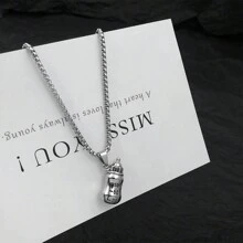 潮人风街头风学院风休闲小奶瓶项链个性嘻哈街头小众设计感儿童吊坠男孩女孩同款时尚配饰 - 銀色 - 查看 1