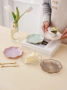 2pcs Novelty Light Luxury Gold-Plated Floral Design Multipurpose Tray - Light Grey - View 7