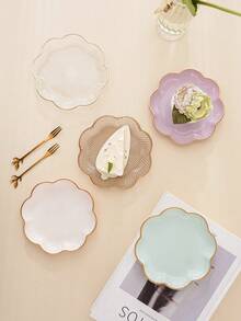 2pcs Novelty Light Luxury Gold-Plated Floral Design Multipurpose Tray - Light Grey - View 4