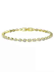 ORSA JEWELS 1 PC Luxury 925 Sterling Silver 14K Gold Plated Tennis Bracelet Zirconia Hand Chain Women Jewelry For Birthday Anniversary Day Wedding Engagement Christmas Gift Bridal Jewelry - Yellow Gold - View 1