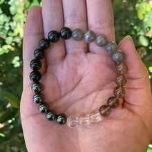 1 件 8 毫米天然石材保護手鍊瑪瑙煙晶赤鐵礦男女首飾禮物 - 彩色 - 查看 3