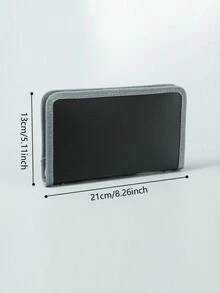 便攜式a6小拉鍊手帳夾,13個口袋,可放門票,名片和文件,由pp材料製成 - 黑色 - 查看 2