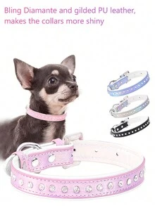 Shiny Rhinestone Dog Collar With Colorful Crystal And Diamond Inlay - Black - View 2