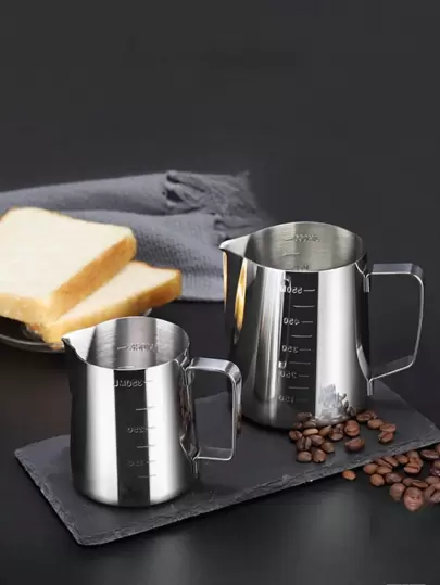 1pc Stainless Steel Milk Frothing Pitcher For Latte Art, Thick Milk Frother Jug, Coffee Shop Accessories, Suitable For Latte Art, Gifts For Friends, Coffee House, Restaurant, Garden, Leisure Bar, Dessert Shop, Home, Office, 250ml/350ml/600ml/900ml Back To School