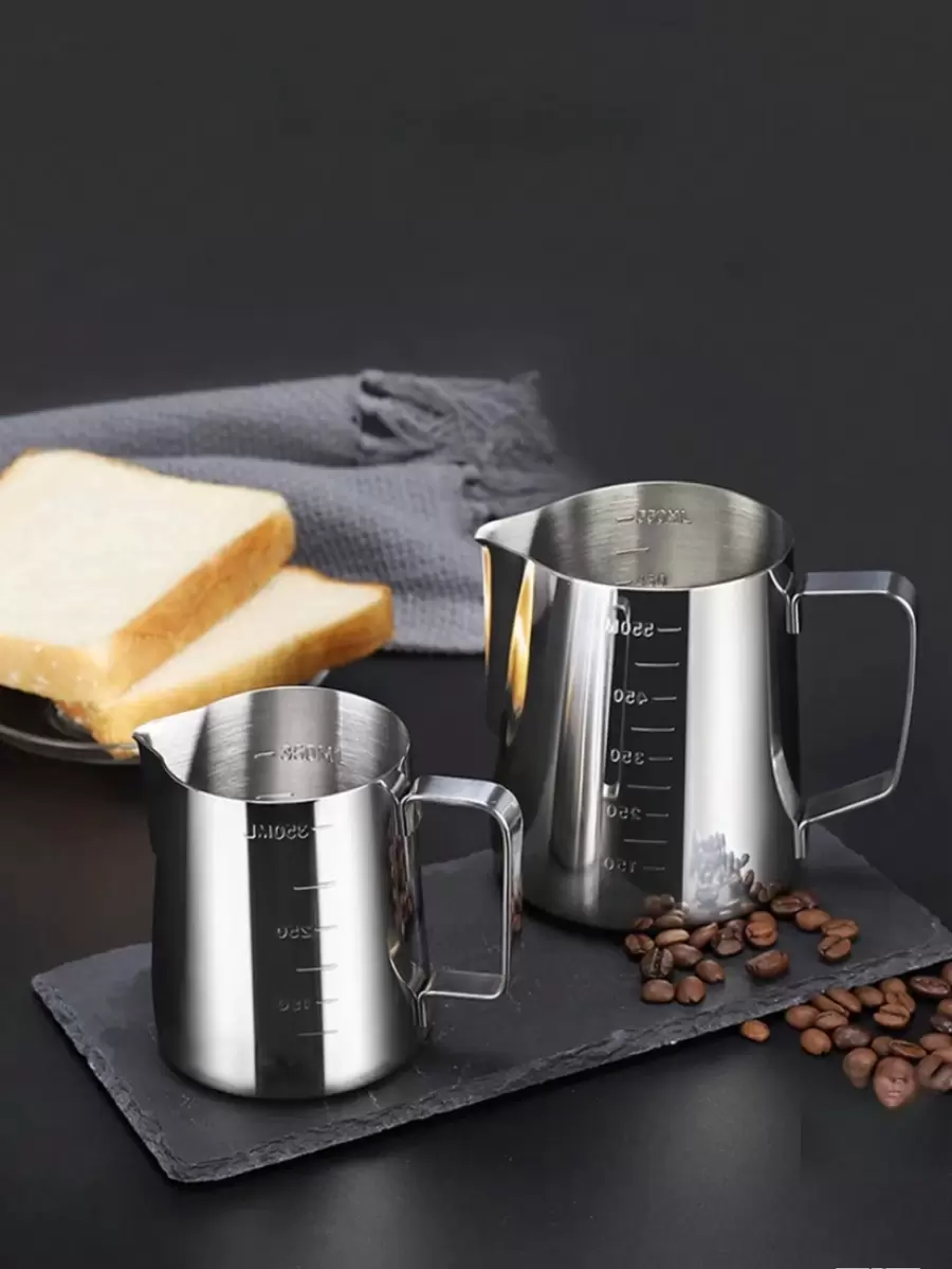 1pc Stainless Steel Milk Frothing Pitcher For Latte Art, Thick Milk Frother Jug, Coffee Shop Accessories, Suitable For Latte Art, Gifts For Friends, Coffee House, Restaurant, Garden, Leisure Bar, Dessert Shop, Home, Office, 250ml/350ml/600ml/900ml Back To School - Silver - View 1