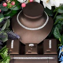 1 套復古立方氧化鋯橢圓形裝飾珠寶套裝,適合女士情人節佩戴 - 銀色 - 查看 7