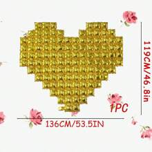 MECRLA 1pc 53.5-Inch Heart Shaped Balloon Backdrop, Available In Gold, Silver, Bright Red, Rose Gold, Suitable For Wedding Venue Decor, Proposal Party Decor, Wedding Reception Decor, Wall Backdrop Decor, Bridal Shower Party Decor - One Size - View 7