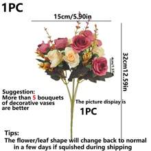 1/3PCS 人造玫瑰花丝桉树花束情人节礼物婚礼装饰 DIY 花环材料，新娘手捧花装饰配件，婚车装饰，门楣拱门装饰，家居，餐厅，卧室，花瓶装饰，生日派对装饰材料新年礼物，情人节，礼物 - 中紫紅色 - 查看 2