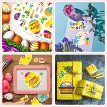 每包8張禮品裝飾貼紙,復活節彩蛋與兔子設計,適用於派對烘焙和服裝裝飾 - 多色 - 查看 4