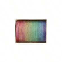 10 件装新年和情人节和纸胶带套装彩虹系列卡通 DIY 花卉边框材料装饰贴纸和胶带适用于计划器/剪贴簿圣诞节/万圣节/复古/花卉和植物图案文具和学习用品派对贴纸礼物/手工卡片 DIY 折纸/盒子包装/爆炸盒 - 彩色 - 查看 9