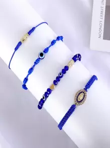 4Pcs/Set Matching Couple Bracelet Red Braided Pink String Evil Eye Heart Charm Lucky Bracelets Mexican Braclets Green Rope Bracelet Virgin Mary Amulet Valentines Gift For Women Men Boys & Girls,Mom,Mother,Mother's Day,Gift