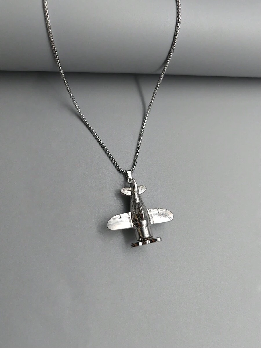 1 Miếng Mát mẻ Và Cá nhân hóa Máy bay chiến đấu Máy bay Dây chuyền , Với Có thể xoay Đầu Vật rủ xuống - Bạc - Xem 1