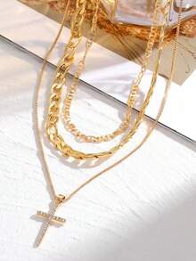 1pc European And American New Small Personalized Multi-Layer Cross Pendant Fashionable And Luxurious Necklace For Women - 001 - View 4