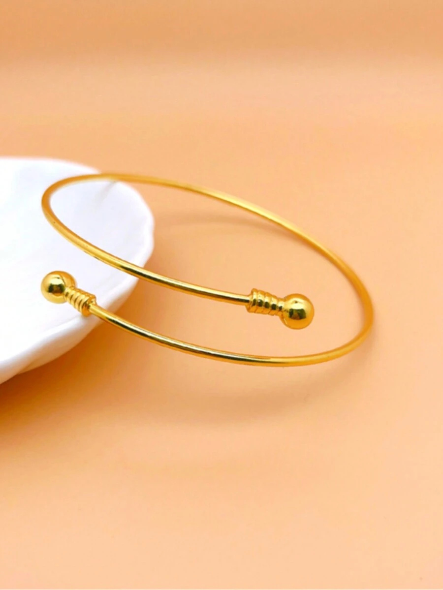 1個創意鍍金手鐲手環金屬手環裝飾品,適合女性日常佩戴 - 金黃色 - 查看 1