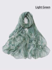 1條女士純色絲巾,金箔印花,時尚百搭,適合春夏,透氣防曬,多用途適合樣式頭巾優雅 - 彩色 - 查看 11