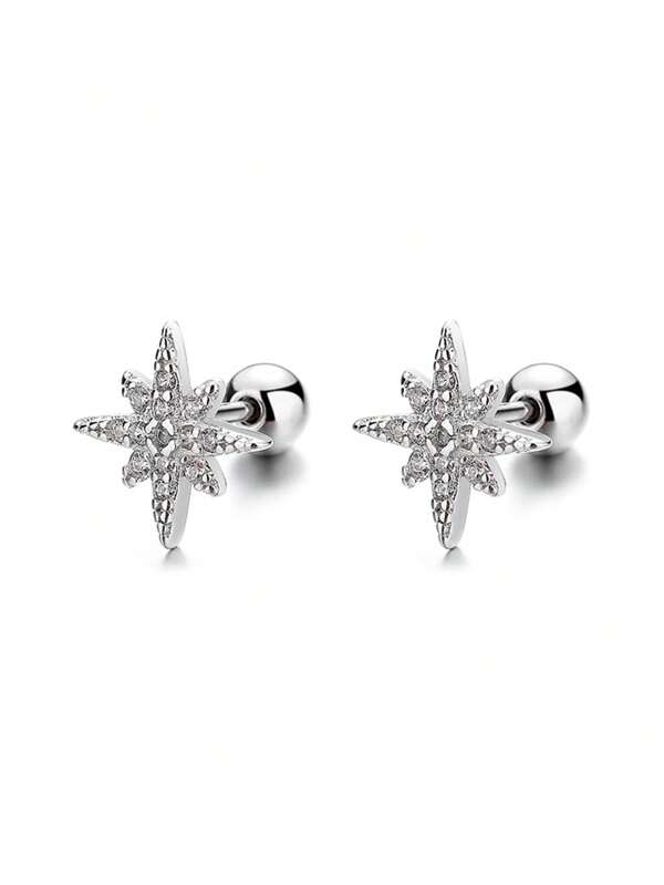 Boucles d'oreilles étoile octogonale en argent 925, bijoux de niche pour les fêtes, les déplacements et l'usage quotidien, accessoires pour femmes