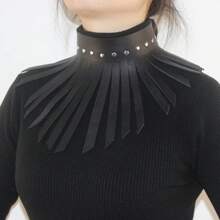 1pc Women's Leather Collar, Suitable For Gala, Party And Daily Wear - Black - View 3