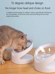 1個白色塑料貓碗寵物碗傾斜的口保護頸部寵物餐具碗,適用於日常餵養 - 白色 - 查看 3