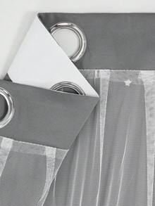 1入組灰色卧室遮光窗簾雙層隔熱隔音窗簾,適用於客廳、女孩房間、兒童房間 - 灰色 - 查看 6