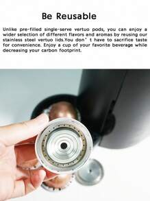 2入組可重複使用的咖啡胶囊蓋,可補充體積為230ml和414ml的vertuoline和vertuo胶囊的可重複使用咖啡胶囊圆盘 - 2PCS Lids - 查看 10