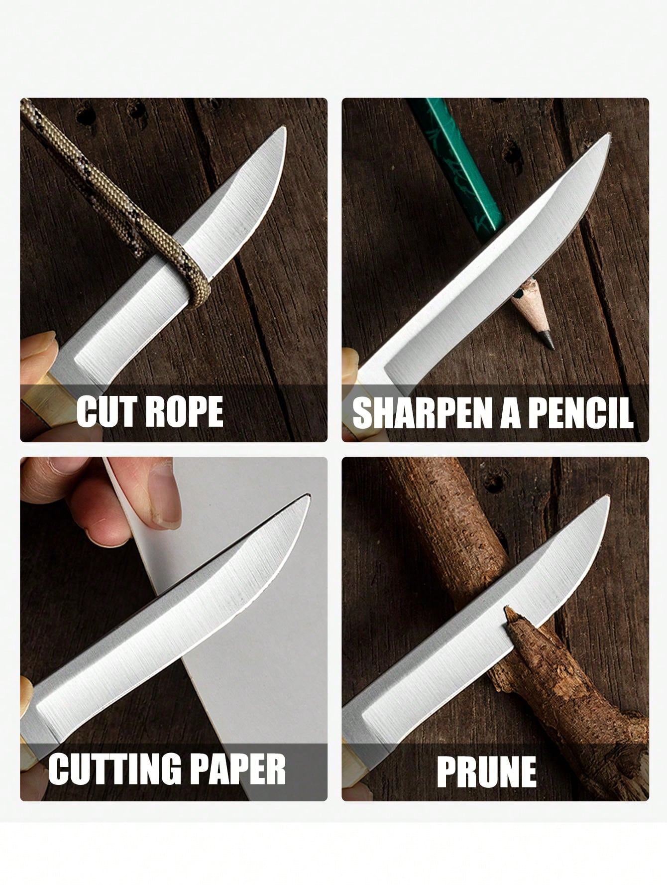 Outdoor Mongolian Knife With Thickened Redwood Handle, MultiPurpose Meat Cleaver For Chopping