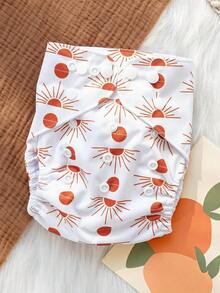 1入可調節大小嬰兒太陽圖案防水透氣布尿布 - 彩色 - 查看 2