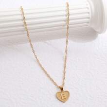 1條簡約心形和字母吊墜項鍊