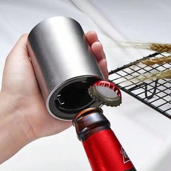 1pc Stainless Steel Automatic Beer Bottle Opener, Fingerprint-Free Pressure-Activated Bottle Cap Opener, Bottle Opener