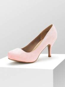 Women's Heels New Low Stiletto Round Toe Platform Pumps For Women - 粉色 - 查看 2