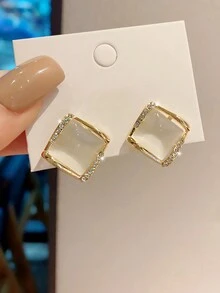 CVNANA 1對豪華鑲嵌幾何吊墜耳環,適用於女性,海灘新娘耳環 - 彩色 - 查看 1