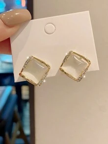 CVNANA 1對豪華鑲嵌幾何吊墜耳環,適用於女性,海灘新娘耳環 - 彩色 - 查看 5