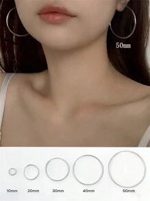 1 paire Unicolore Argent 925 Lisse Cercle Créoles Avec Boîte À Cadeau , À La Mode & Style Simple Pour Rencontre , Festival , Fête , Voyage , Travail , Port Quotidien , Plage Jours ; Adapté Pour Femme , Idéal Choix Comme Cadeaux Pour Petite Amie , Mère , Professeur , Ami ,
