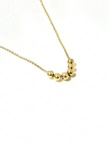 Simple & Fashionable Pendant Made Of Stainless Steel & Beads For Personalized Necklace - Gold - View 2